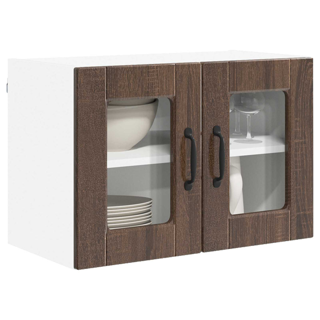 vidaXL Szafka szklana na ścianę PORTO 2 pcs Brązowy dąb