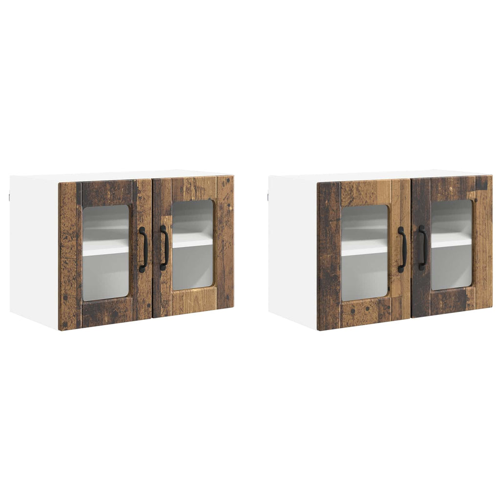 vidaXL Szafka szklana na ścianę PORTO 2 pcs Stare drewno