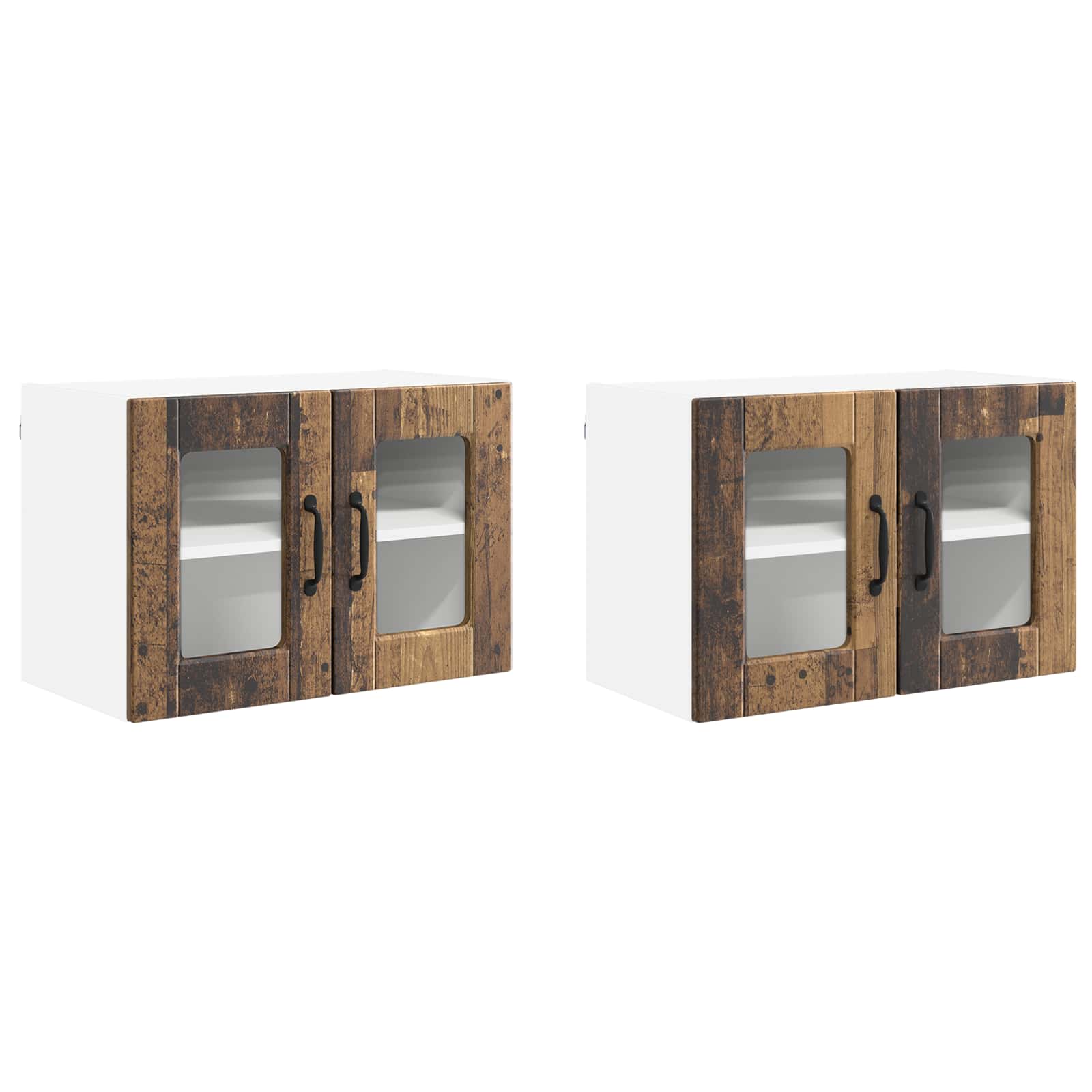 vidaXL Szafka szklana na ścianę PORTO 2 pcs Stare drewno