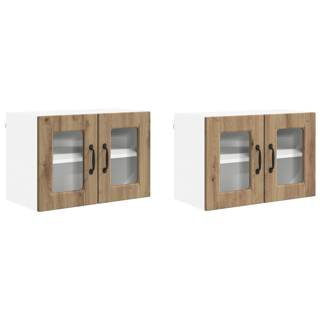 vidaXL Szafka szklana na ścianę PORTO 2 pcs Dąb rzemieślniczy