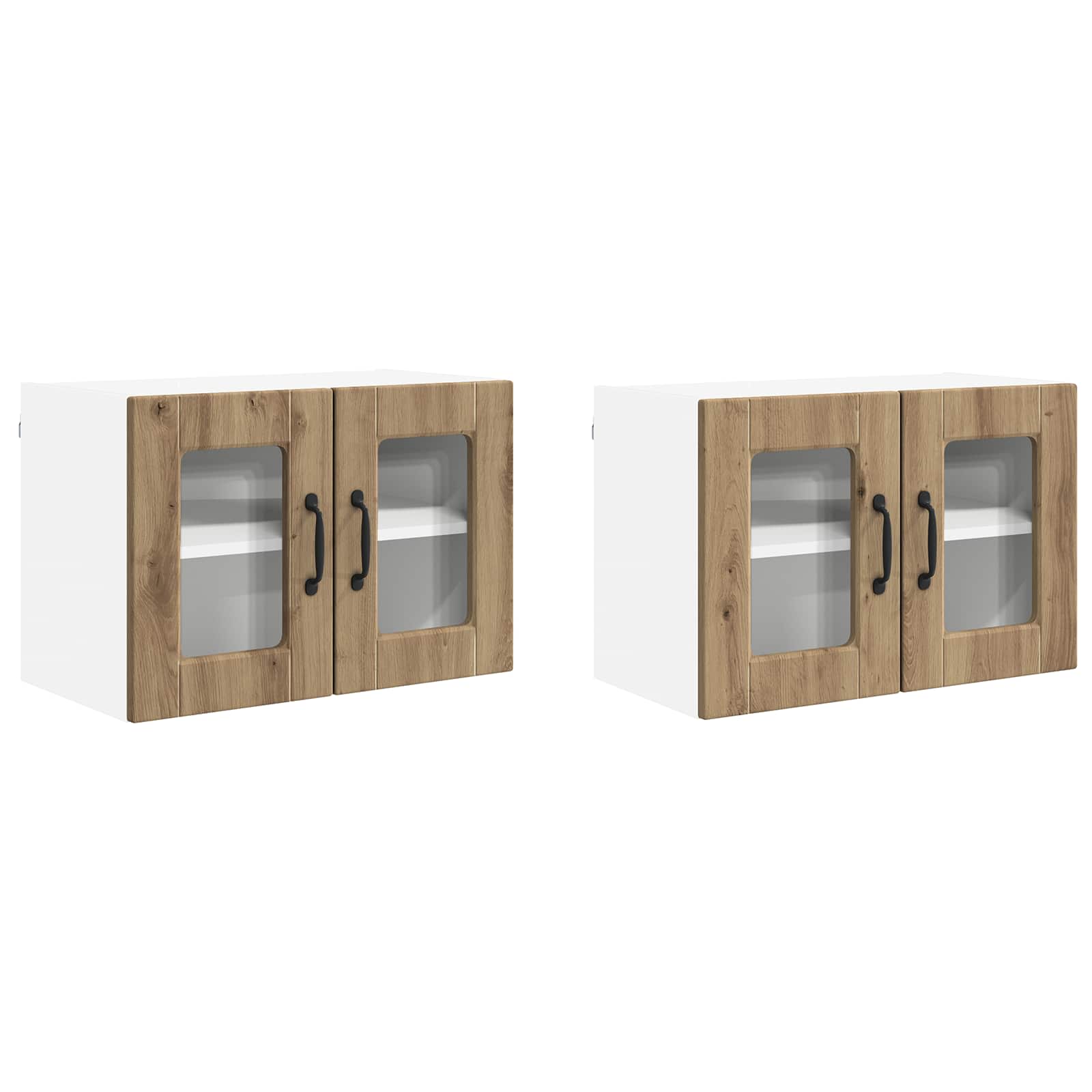 vidaXL Szafka szklana na ścianę PORTO 2 pcs Dąb rzemieślniczy