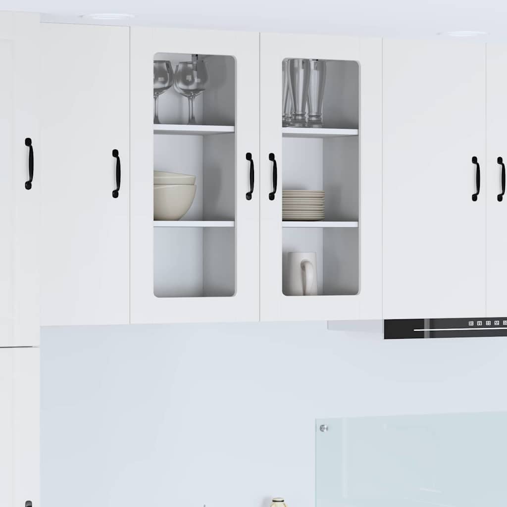 vidaXL Szafka szklana na ścianę PORTO 2 pcs Biały 40 x 31 x 80 cm