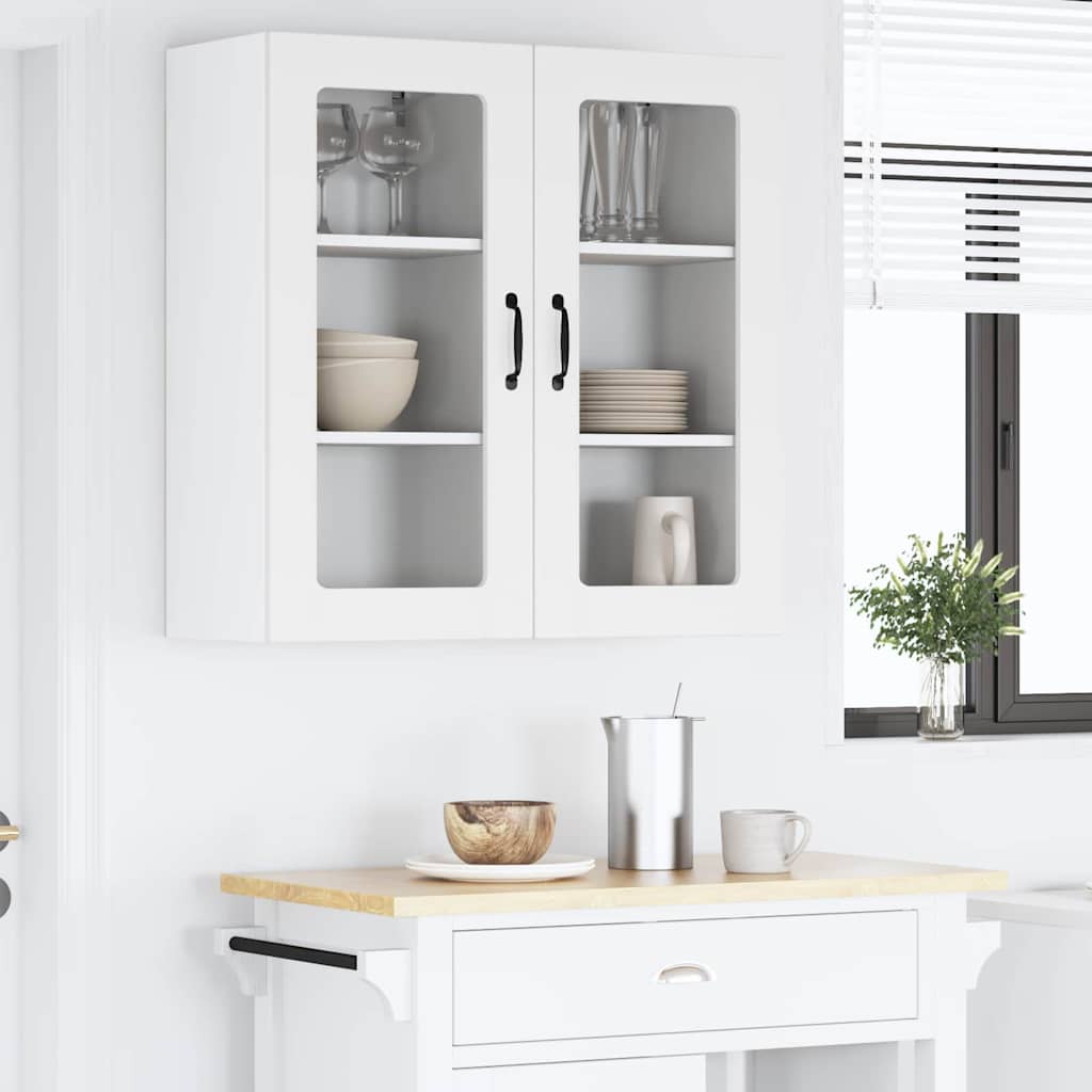 vidaXL Szafka szklana na ścianę PORTO 2 pcs Biały 40 x 31 x 80 cm