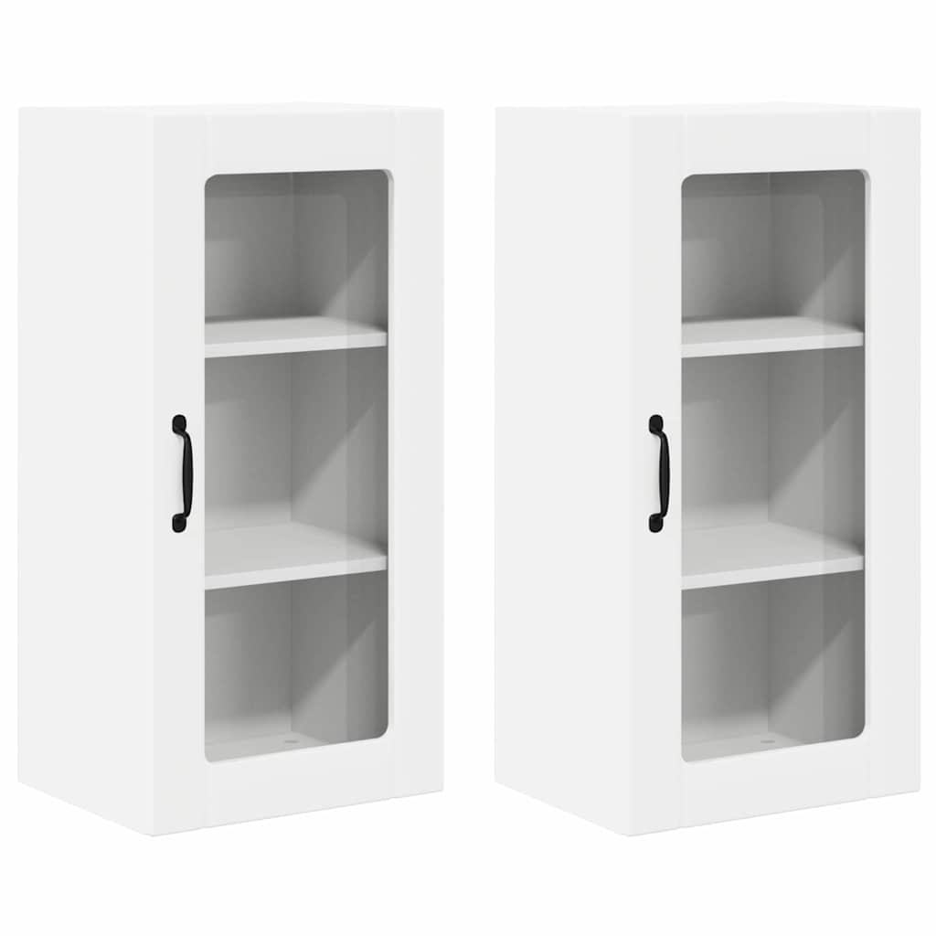 vidaXL Szafka szklana na ścianę PORTO 2 pcs Biały 40 x 31 x 80 cm