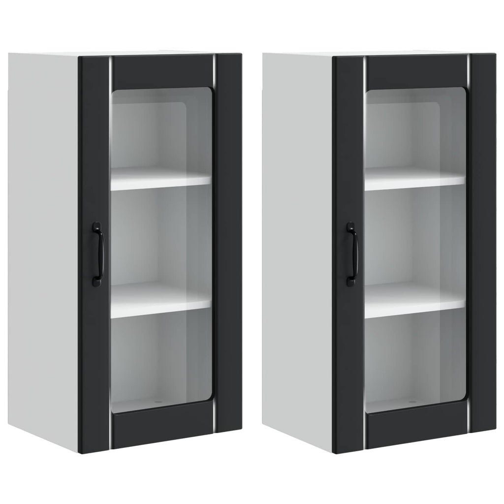 vidaXL Szafka szklana na ścianę PORTO 2 pcs Czarny 40 x 31 x 80 cm
