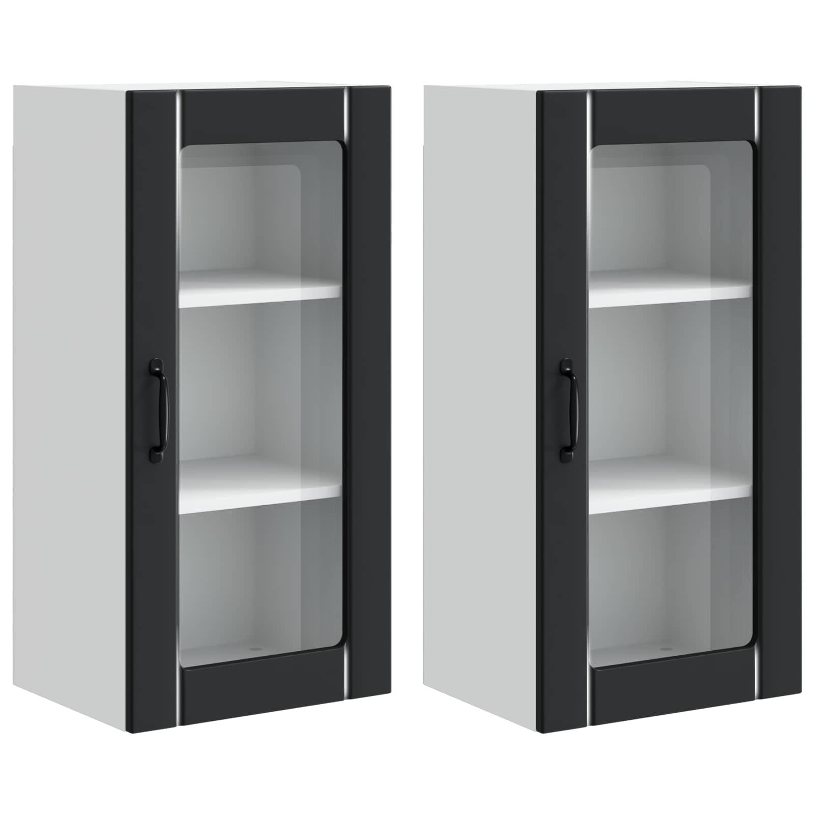 vidaXL Szafka szklana na ścianę PORTO 2 pcs Czarny 40 x 31 x 80 cm