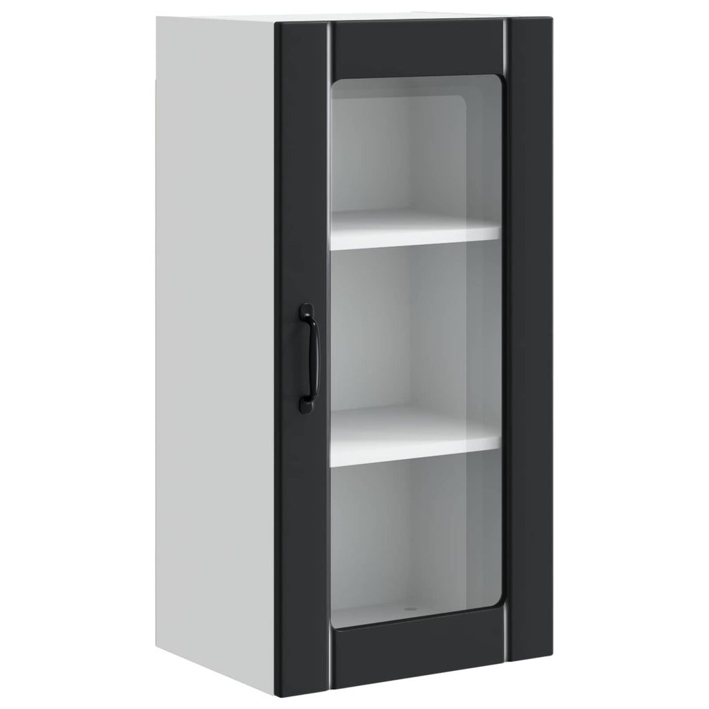 vidaXL Szafka szklana na ścianę PORTO 2 pcs Czarny 40 x 31 x 80 cm