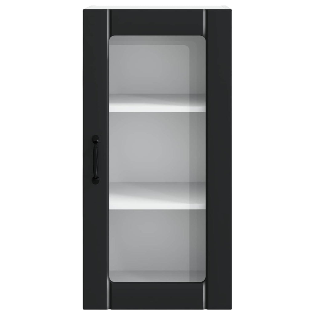 vidaXL Szafka szklana na ścianę PORTO 2 pcs Czarny 40 x 31 x 80 cm