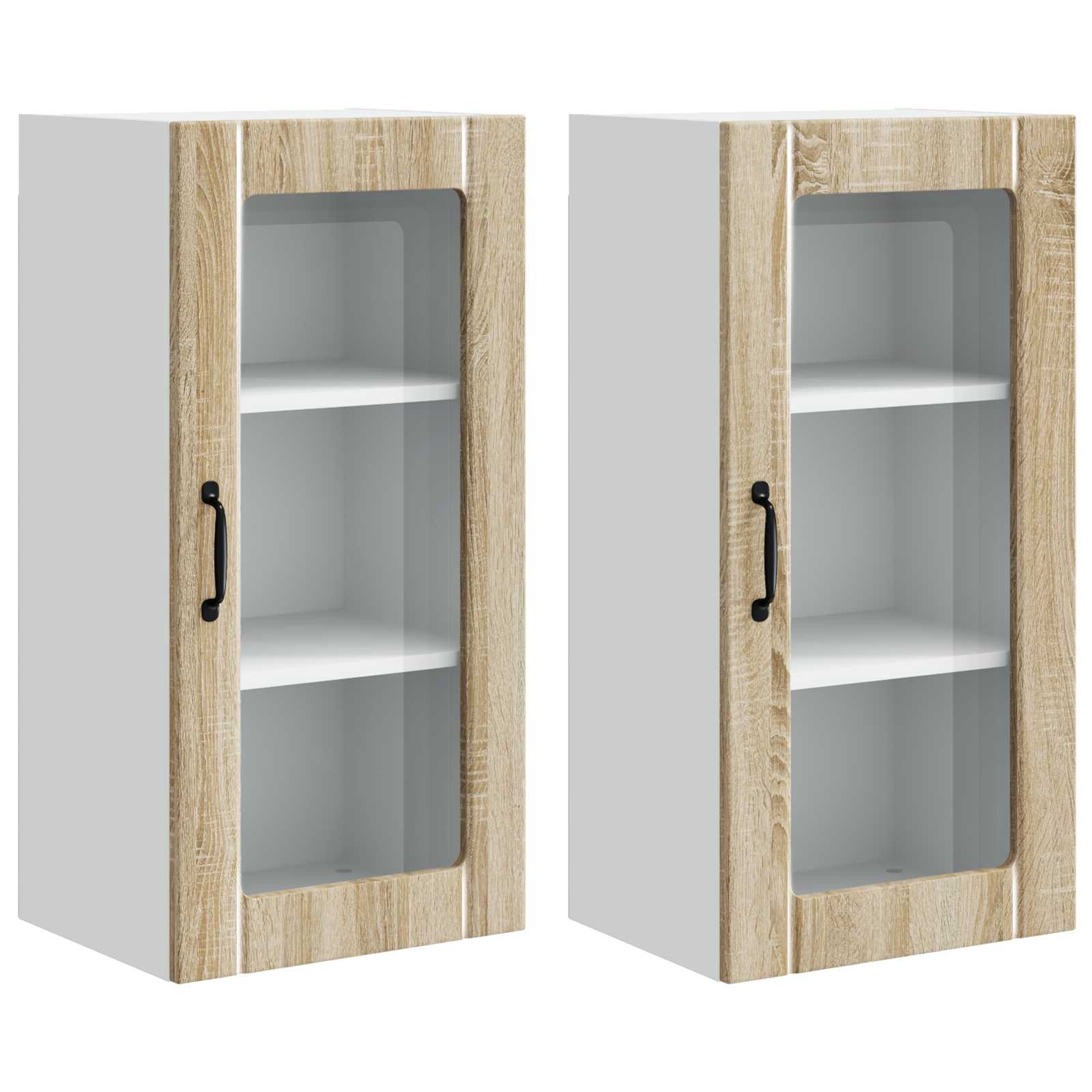 vidaXL Szafka szklana na ścianę PORTO 2 pcs Dąb Sonoma 40 x 31 x 80 cm