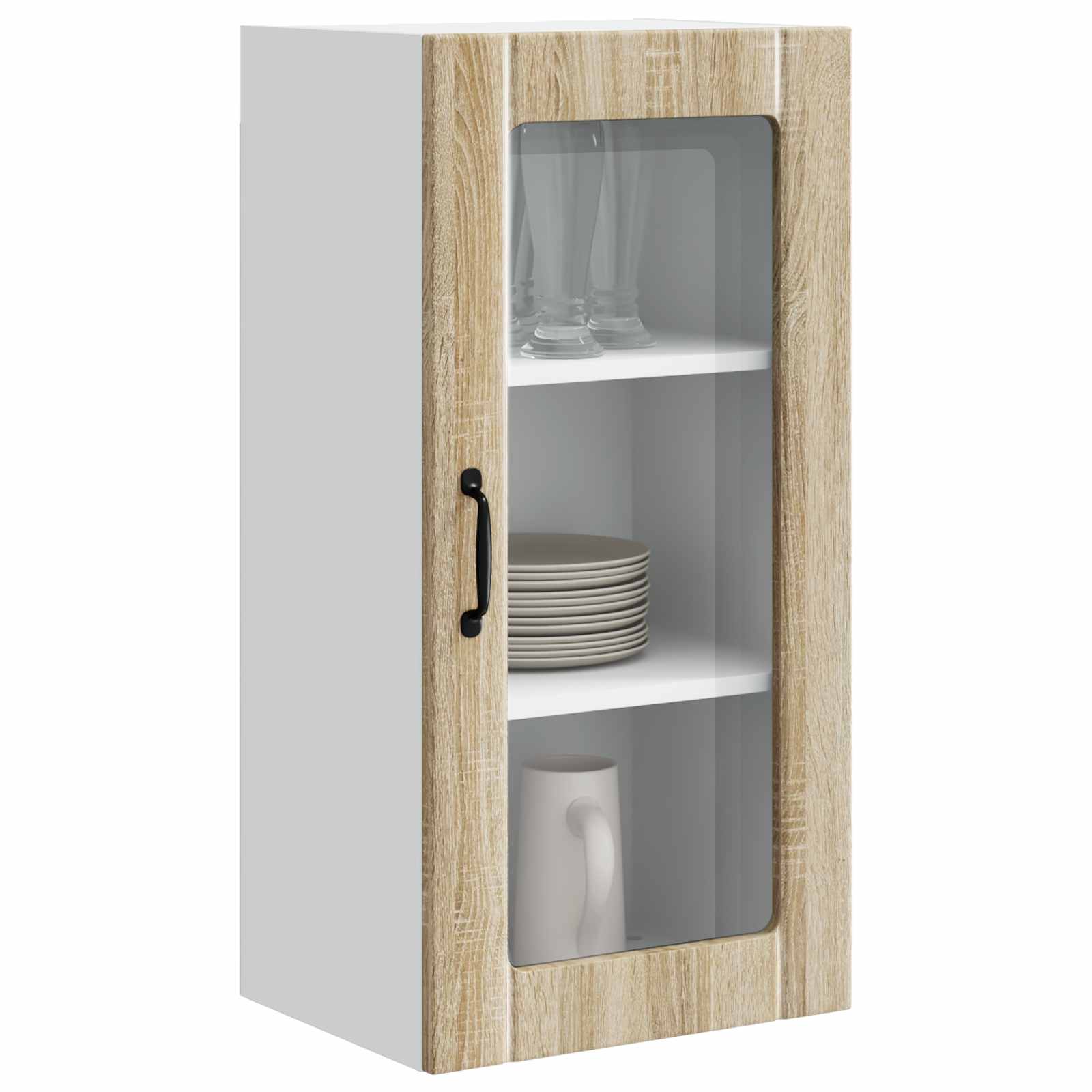 vidaXL Szafka szklana na ścianę PORTO 2 pcs Dąb Sonoma 40 x 31 x 80 cm