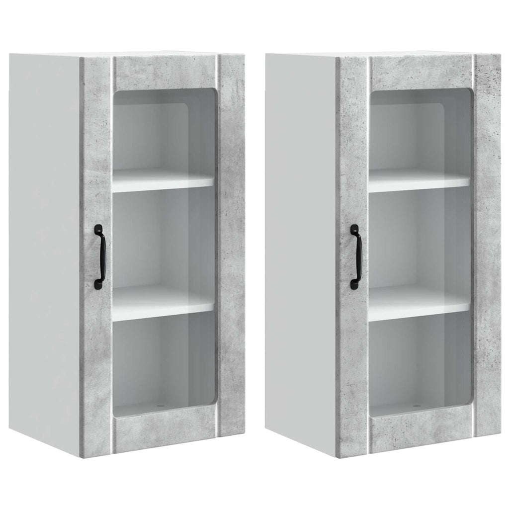 vidaXL Szafka szklana na ścianę PORTO 2 pcs Betonowy szary