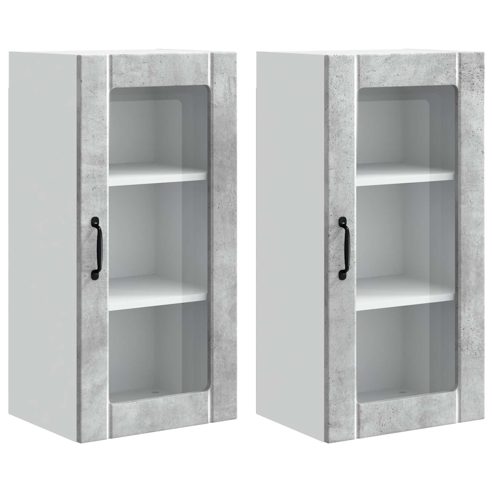 vidaXL Szafka szklana na ścianę PORTO 2 pcs Betonowy szary