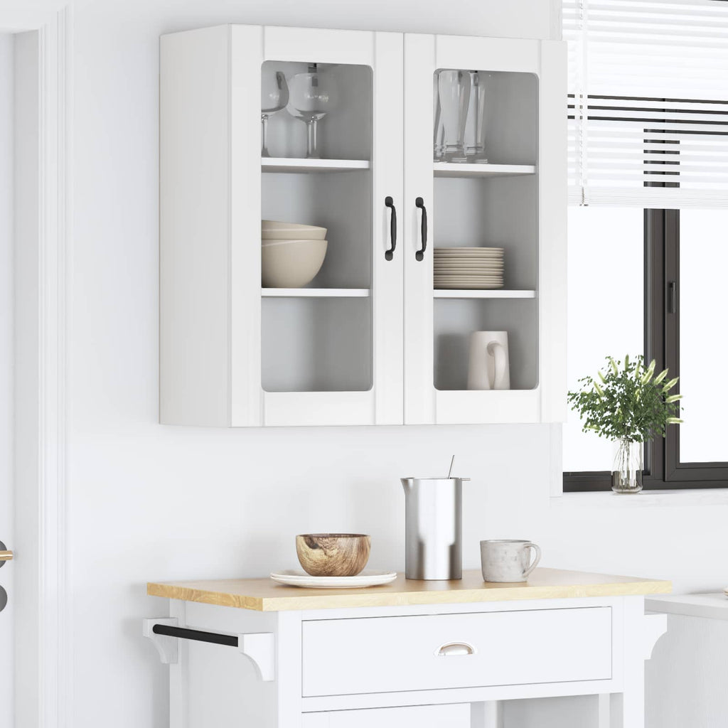 vidaXL Szafka szklana na ścianę PORTO 2 pcs Wysoki połysk biały