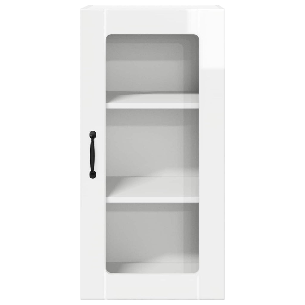 vidaXL Szafka szklana na ścianę PORTO 2 pcs Wysoki połysk biały