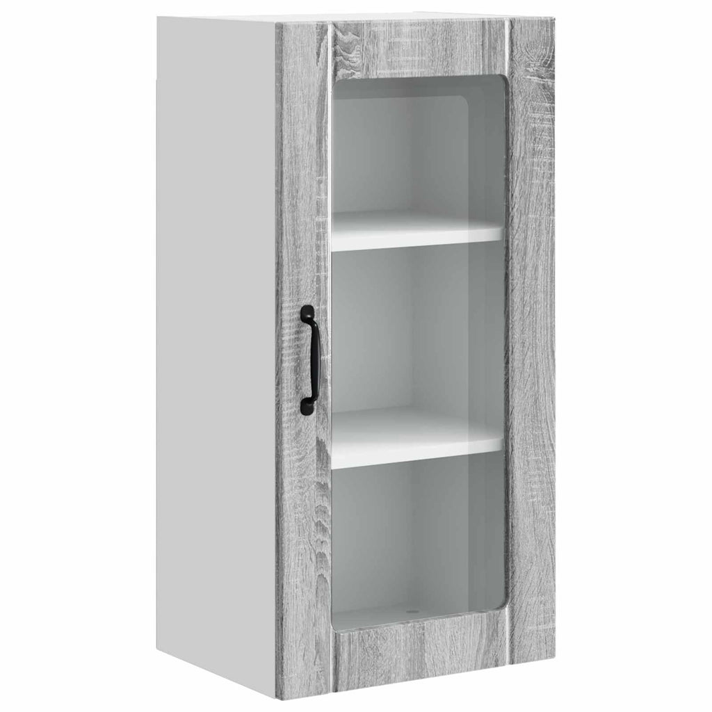 vidaXL Szafka szklana na ścianę PORTO 2 pcs Szary Sonoma