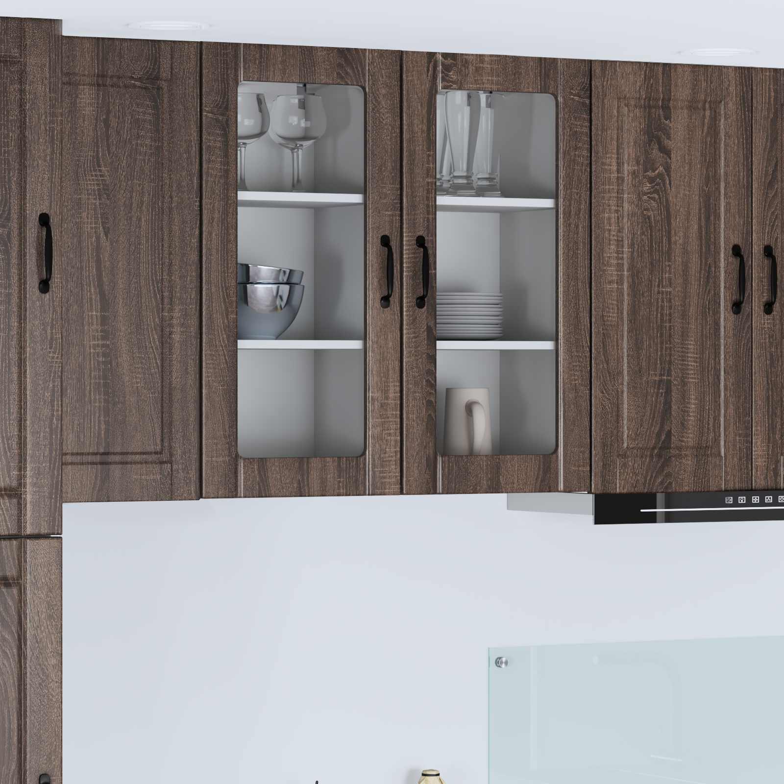 vidaXL Szafka szklana na ścianę PORTO 2 pcs Brązowy dąb