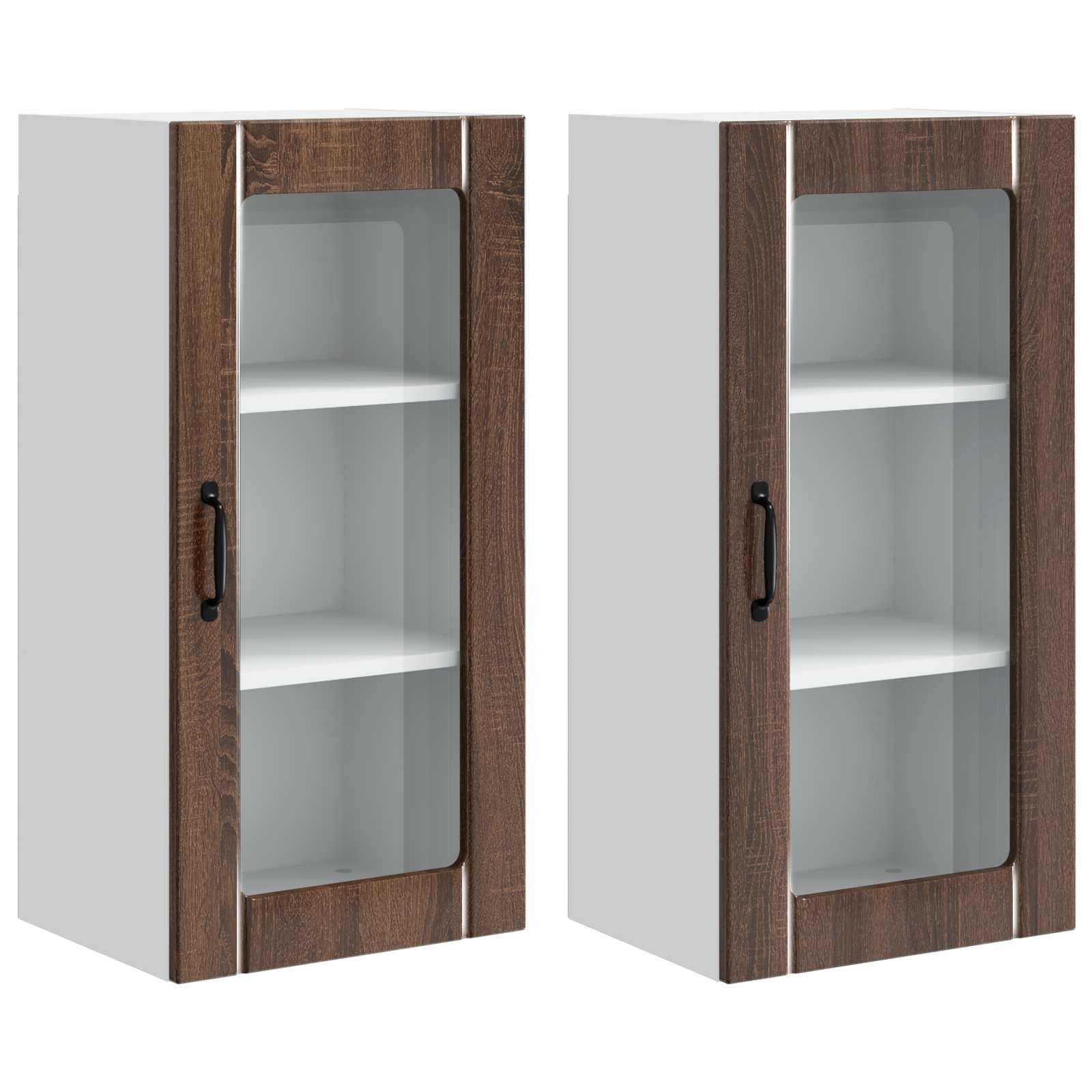vidaXL Szafka szklana na ścianę PORTO 2 pcs Brązowy dąb