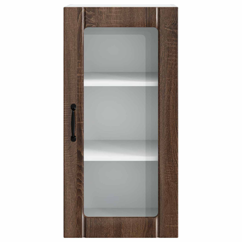 vidaXL Szafka szklana na ścianę PORTO 2 pcs Brązowy dąb