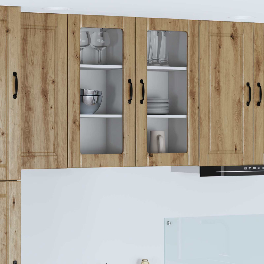 vidaXL Szafka szklana na ścianę PORTO 2 pcs Dąb rzemieślniczy