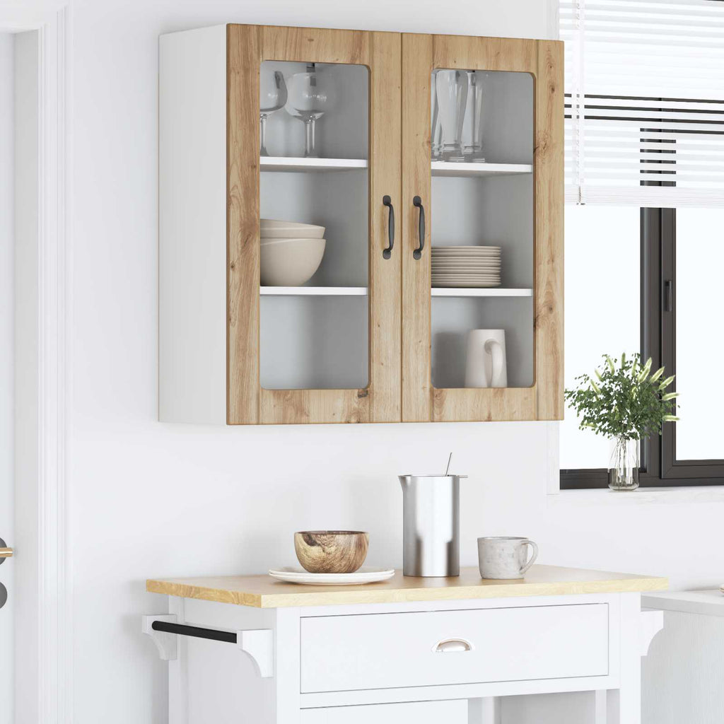 vidaXL Szafka szklana na ścianę PORTO 2 pcs Dąb rzemieślniczy