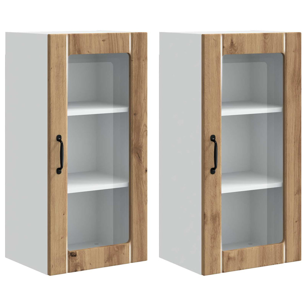 vidaXL Szafka szklana na ścianę PORTO 2 pcs Dąb rzemieślniczy