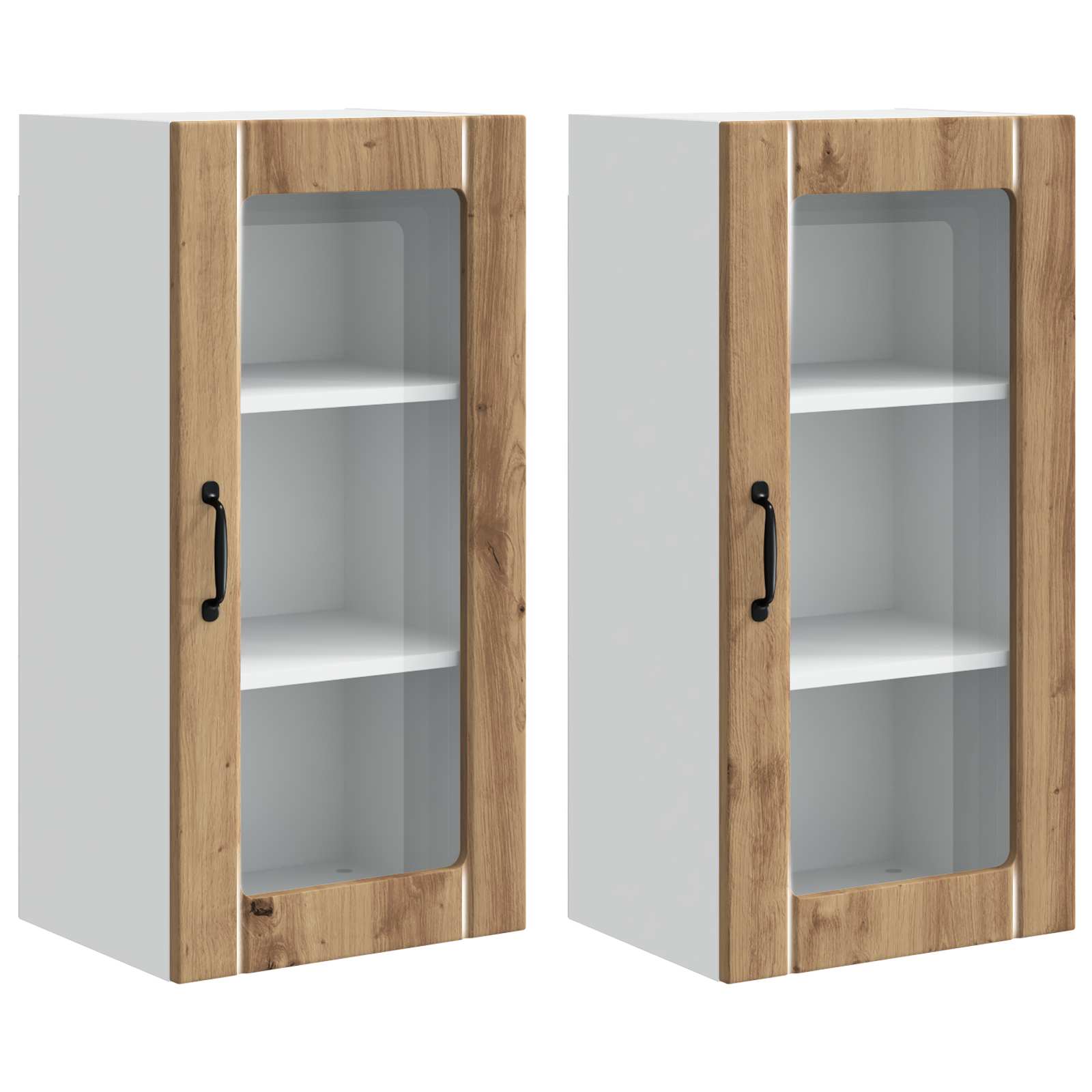 vidaXL Szafka szklana na ścianę PORTO 2 pcs Dąb rzemieślniczy