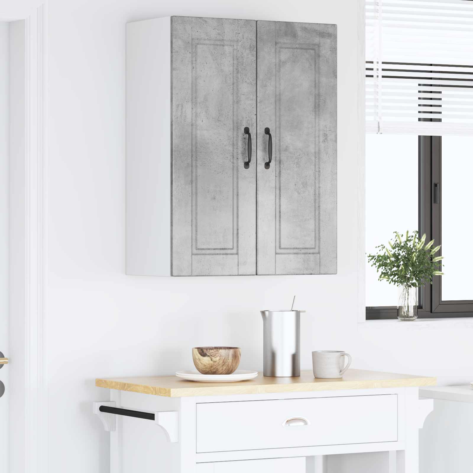 vidaXL Szafka ścienna PORTO 2 pcs Betonowy szary 30 x 31 x 80 cm