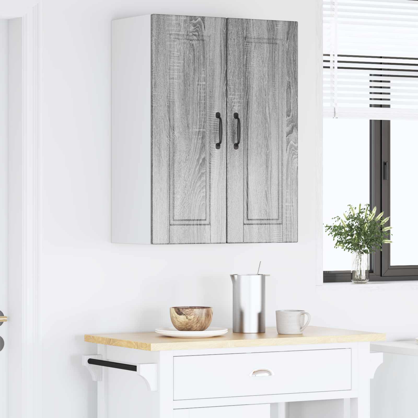 vidaXL Szafka ścienna PORTO 2 pcs Szary Sonoma 30 x 31 x 80 cm