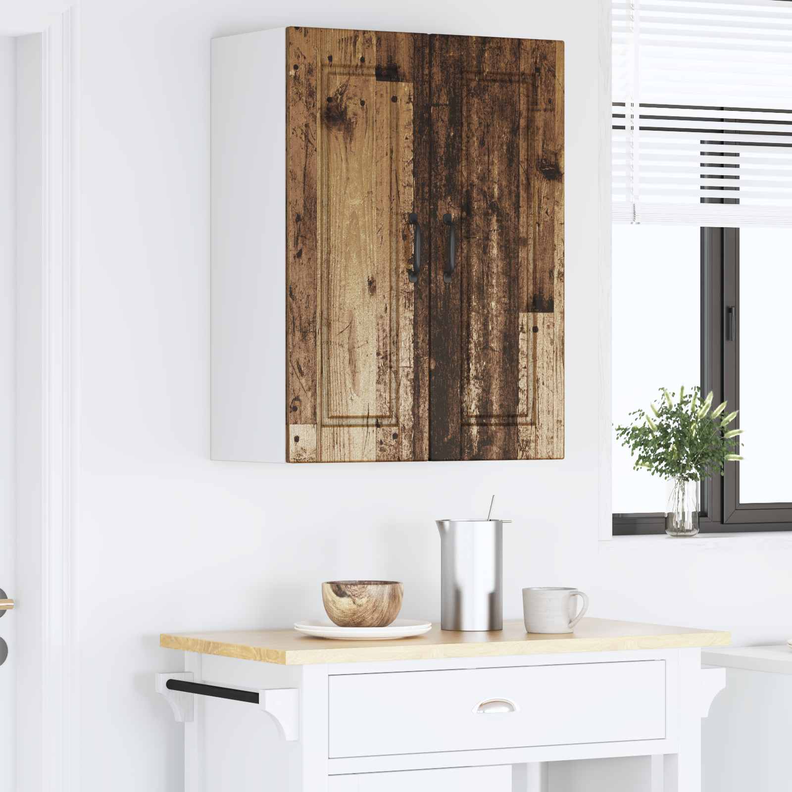 vidaXL Szafka ścienna PORTO 2 pcs Stare drewno 30 x 31 x 80 cm