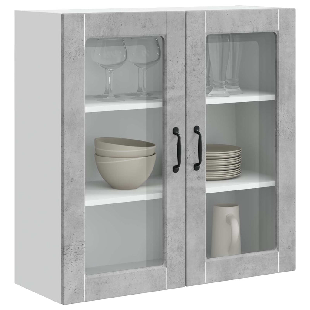 vidaXL Szafka szklana na ścianę PORTO Betonowy szary 80 x 31 x 80 cm