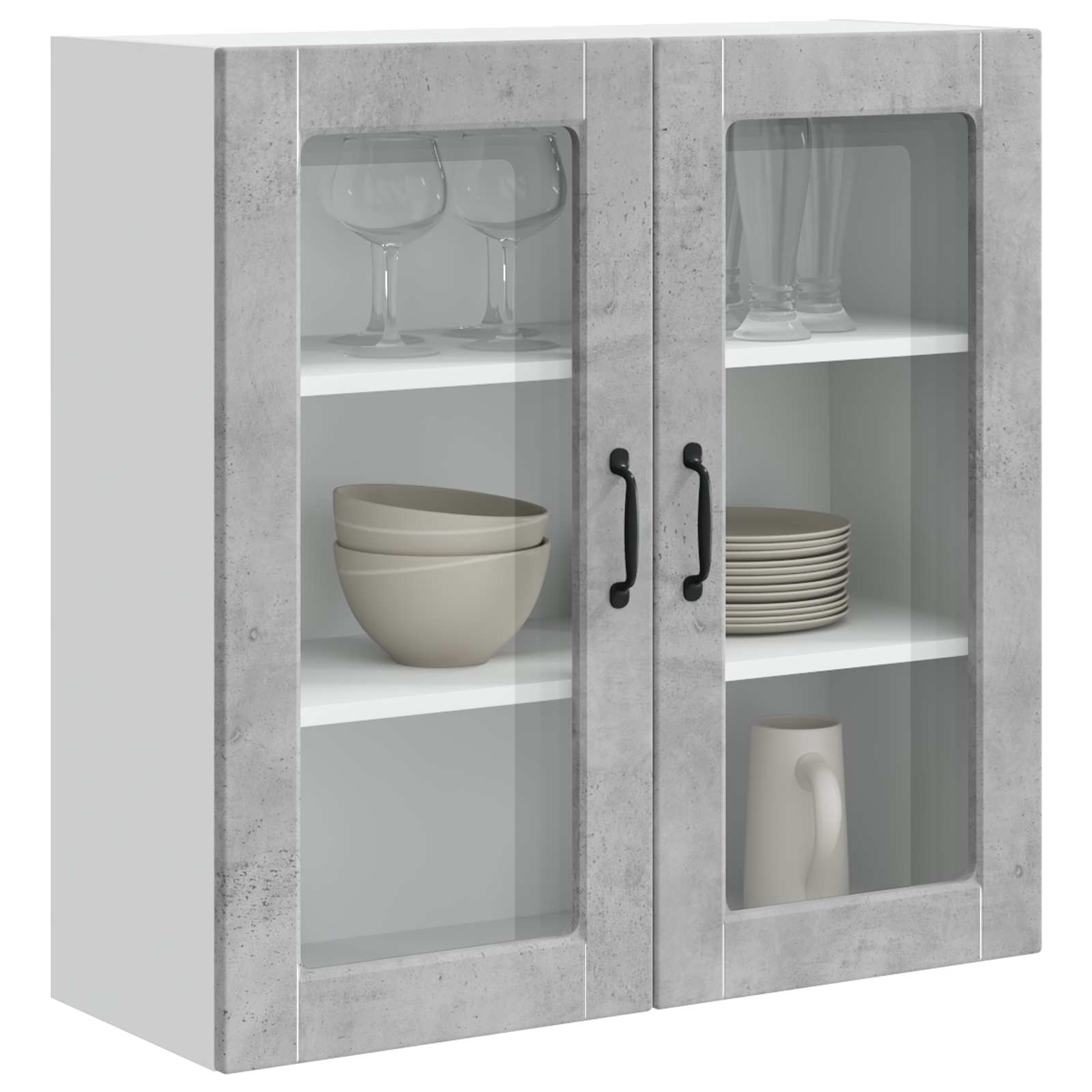 vidaXL Szafka szklana na ścianę PORTO Betonowy szary 80 x 31 x 80 cm