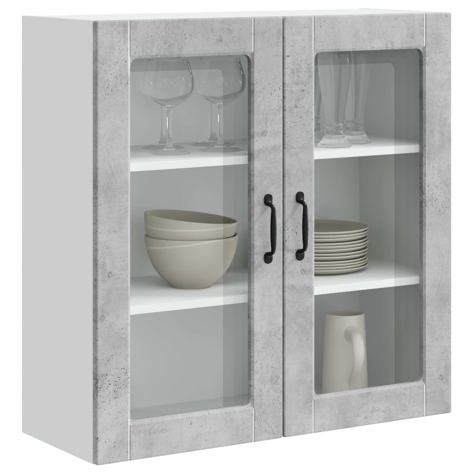 vidaXL Szafka szklana na ścianę PORTO Betonowy szary 80 x 31 x 80 cm