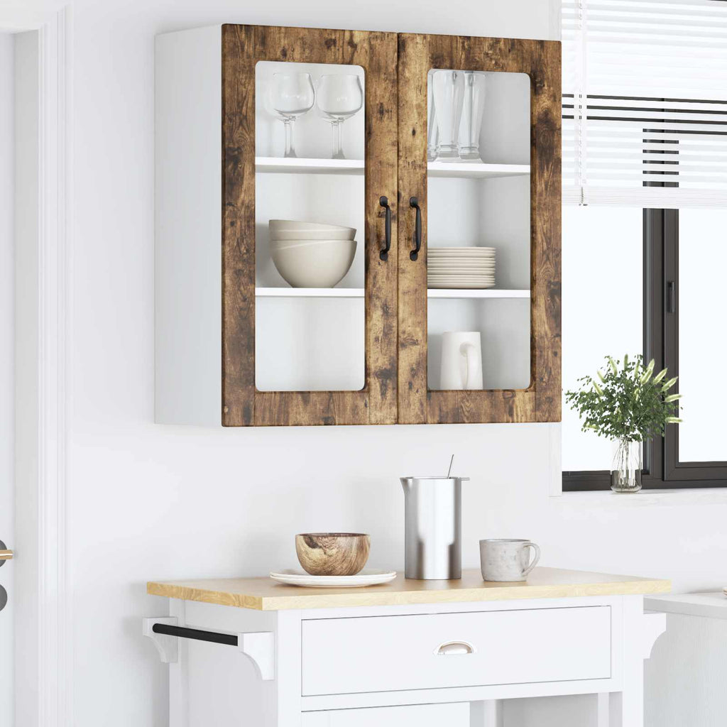 vidaXL Szafka szklana na ścianę PORTO Dąb wędzony 80 x 31 x 80 cm