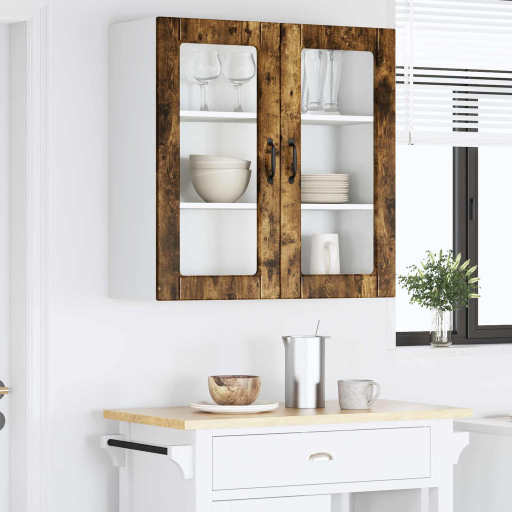 vidaXL Szafka szklana na ścianę PORTO Dąb wędzony 80 x 31 x 80 cm