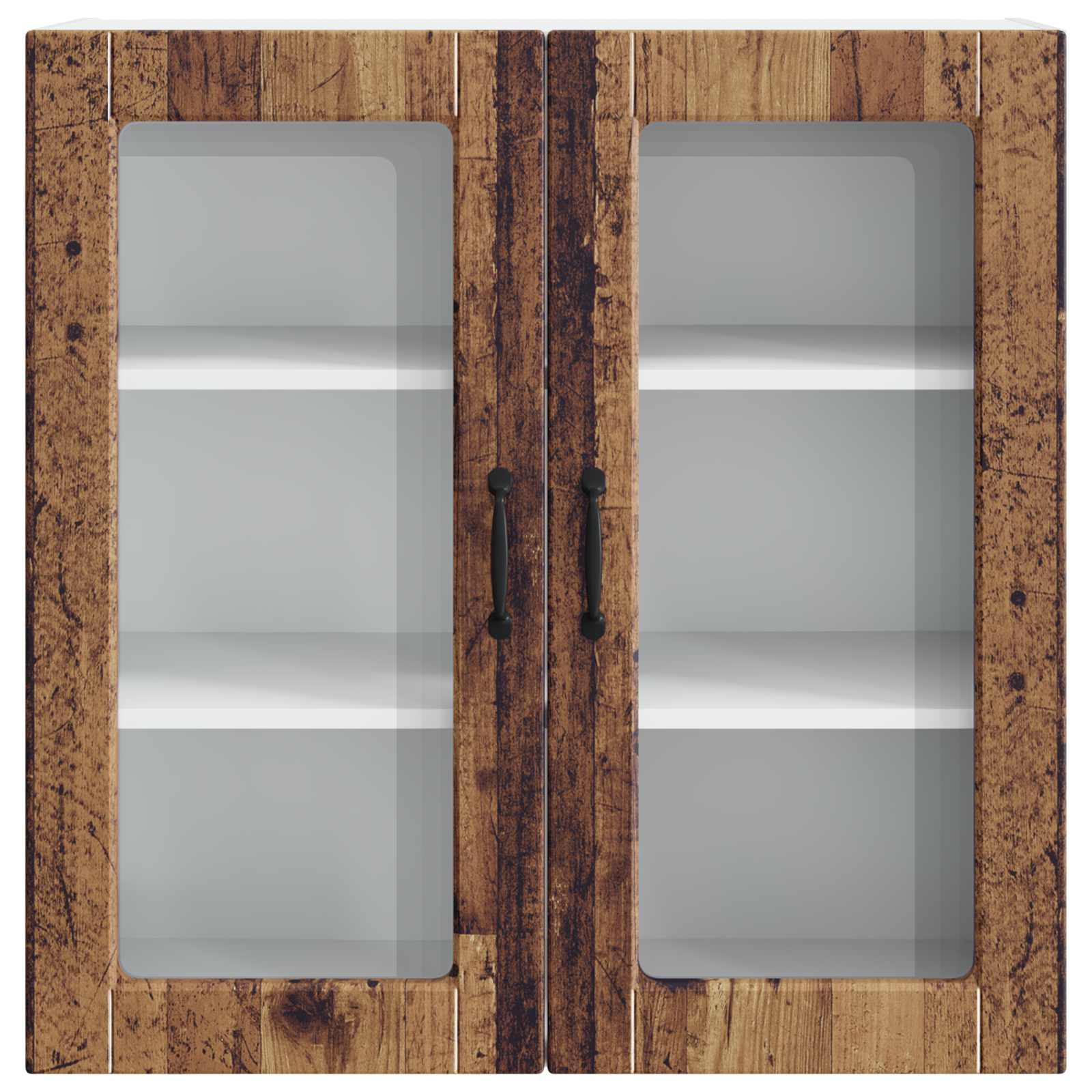 vidaXL Szafka szklana na ścianę PORTO Stare drewno 80 x 31 x 80 cm
