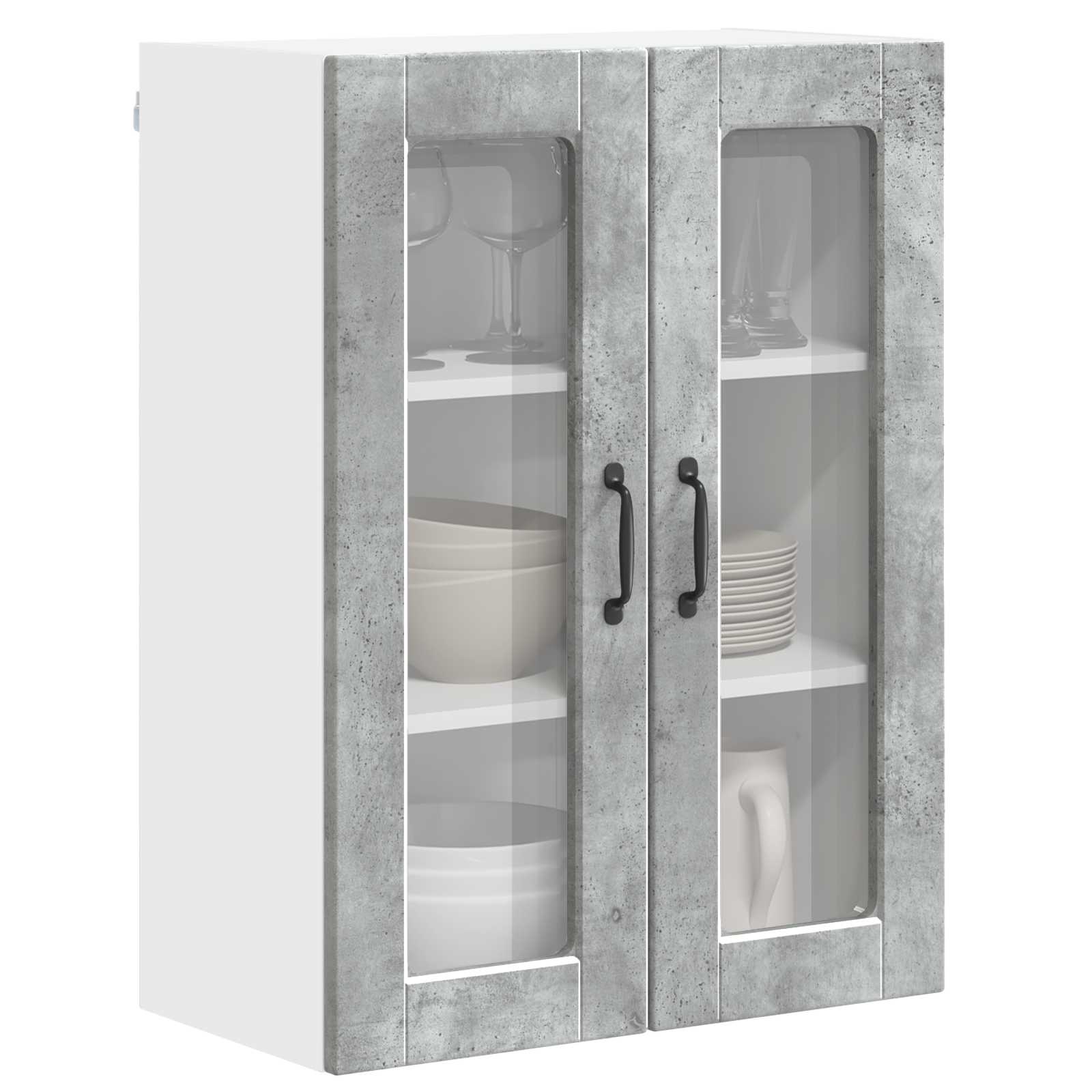 vidaXL Szafka szklana na ścianę PORTO Betonowy szary 60 x 31 x 80 cm