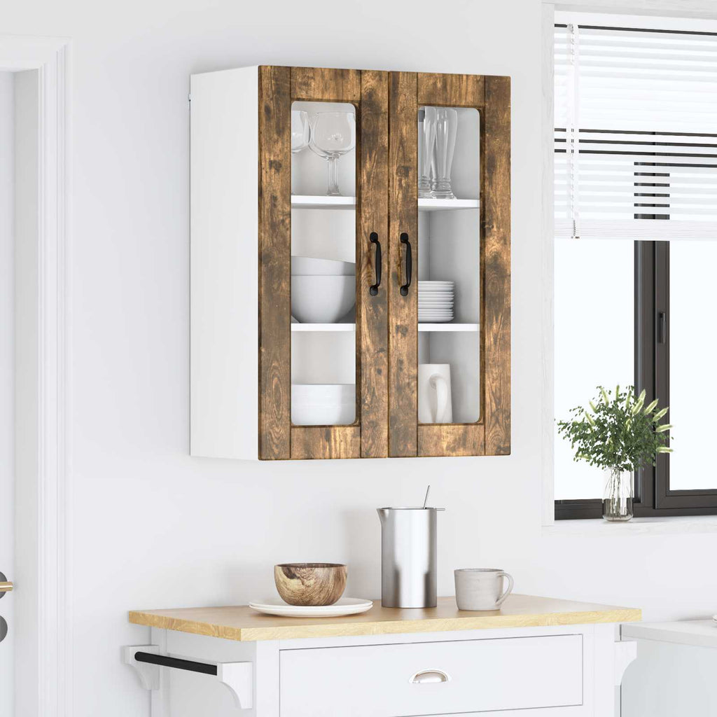 vidaXL Szafka szklana na ścianę PORTO Dąb wędzony 60 x 31 x 80 cm