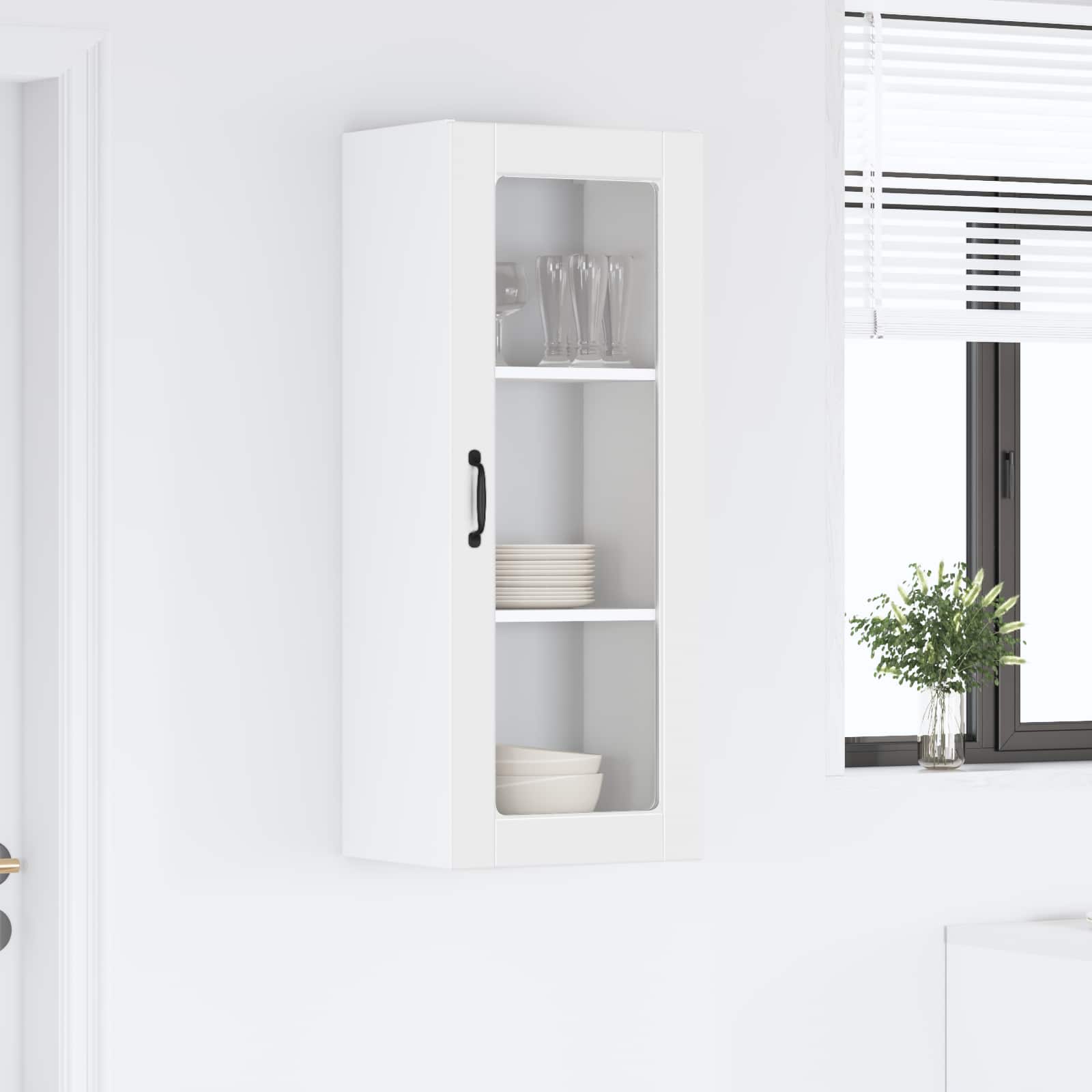 vidaXL Szafka szklana na ścianę PORTO Biały 40 x 31 x 100 cm