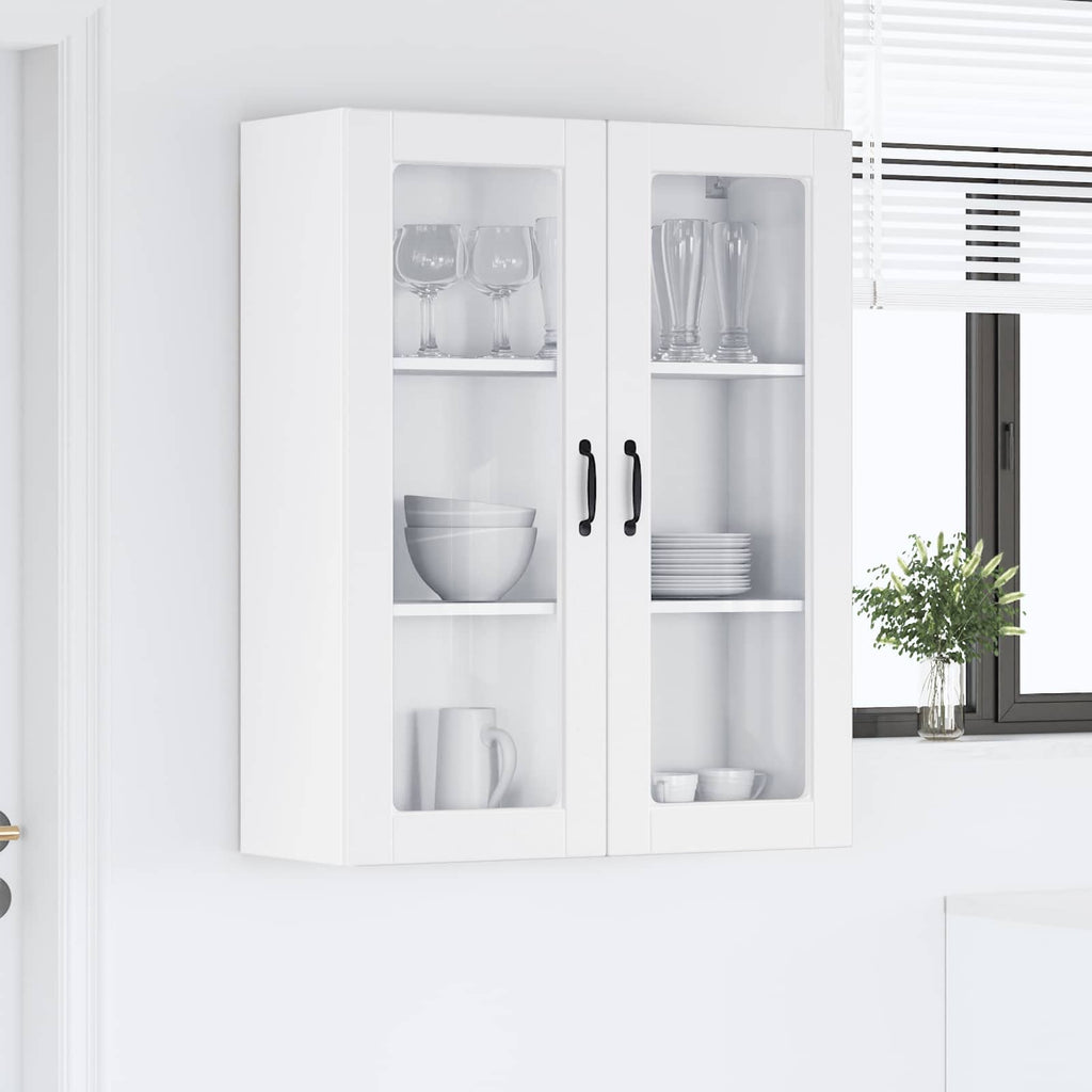 vidaXL Szafka szklana na ścianę PORTO Biały 80 x 31 x 100 cm