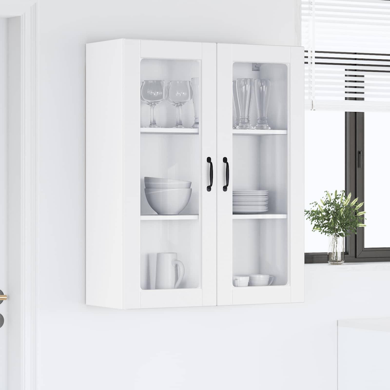 vidaXL Szafka szklana na ścianę PORTO Biały 80 x 31 x 100 cm