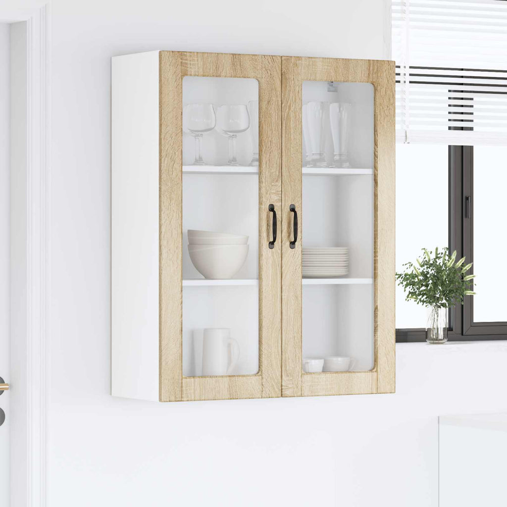 vidaXL Szafka szklana na ścianę PORTO Dąb Sonoma 80 x 31 x 100 cm
