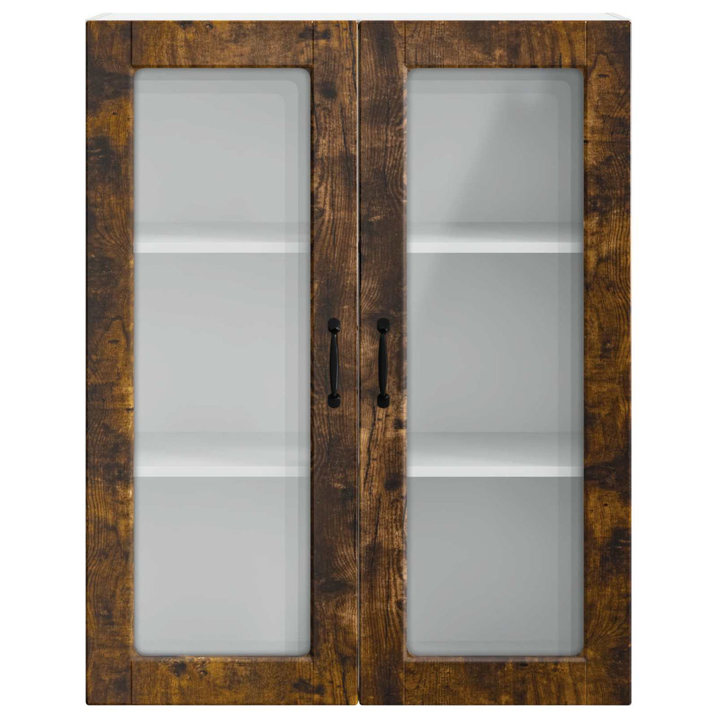 vidaXL Szafka szklana na ścianę PORTO Dąb wędzony 80 x 31 x 100 cm