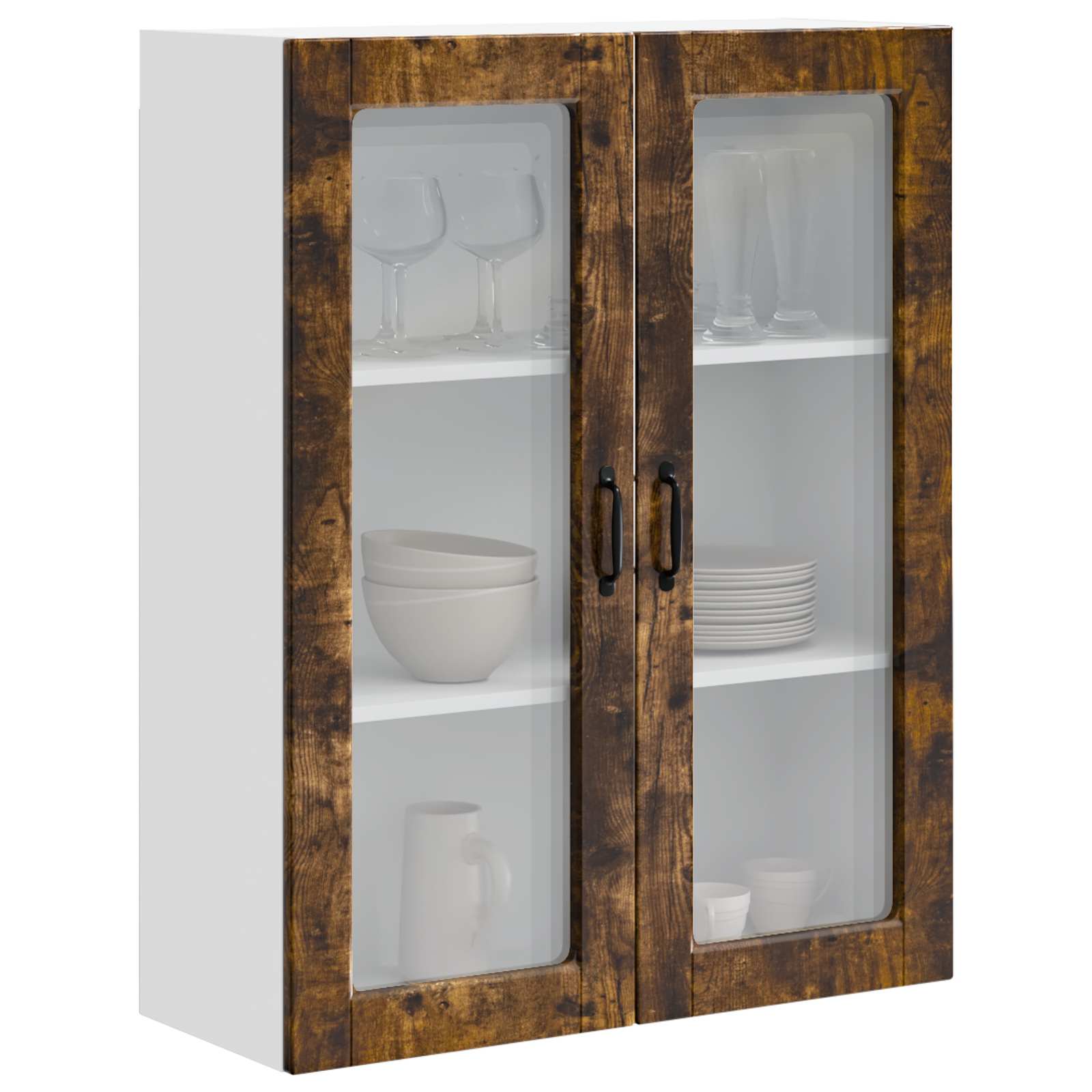 vidaXL Szafka szklana na ścianę PORTO Dąb wędzony 80 x 31 x 100 cm