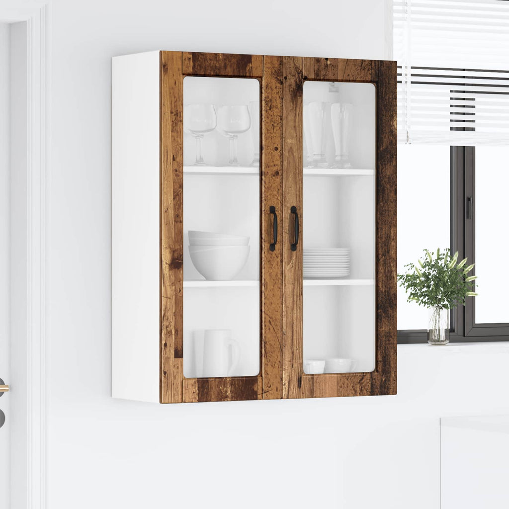 vidaXL Szafka szklana na ścianę PORTO Stare drewno 80 x 31 x 100 cm