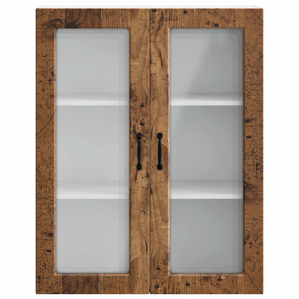 vidaXL Szafka szklana na ścianę PORTO Stare drewno 80 x 31 x 100 cm