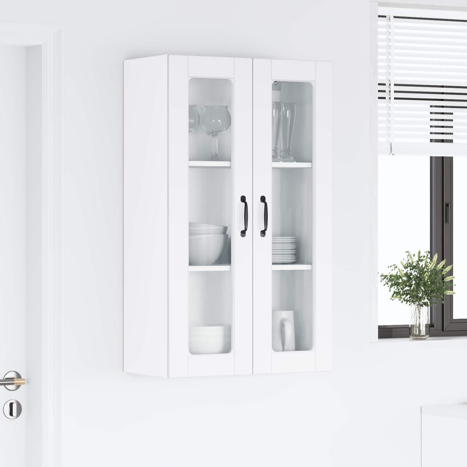 vidaXL Szafka szklana na ścianę PORTO Biały 60 x 31 x 100 cm