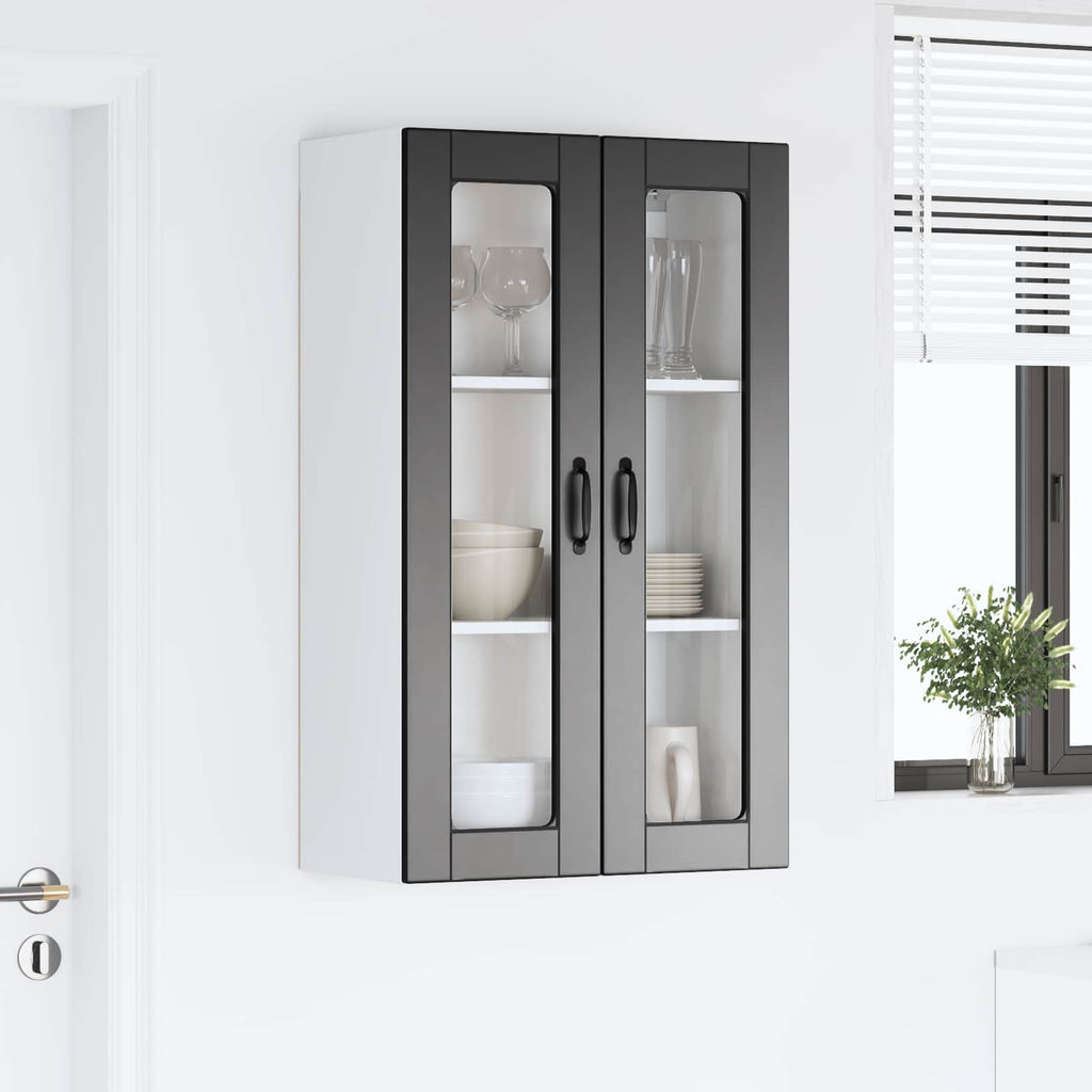 vidaXL Szafka szklana na ścianę PORTO Czarny 60 x 31 x 100 cm