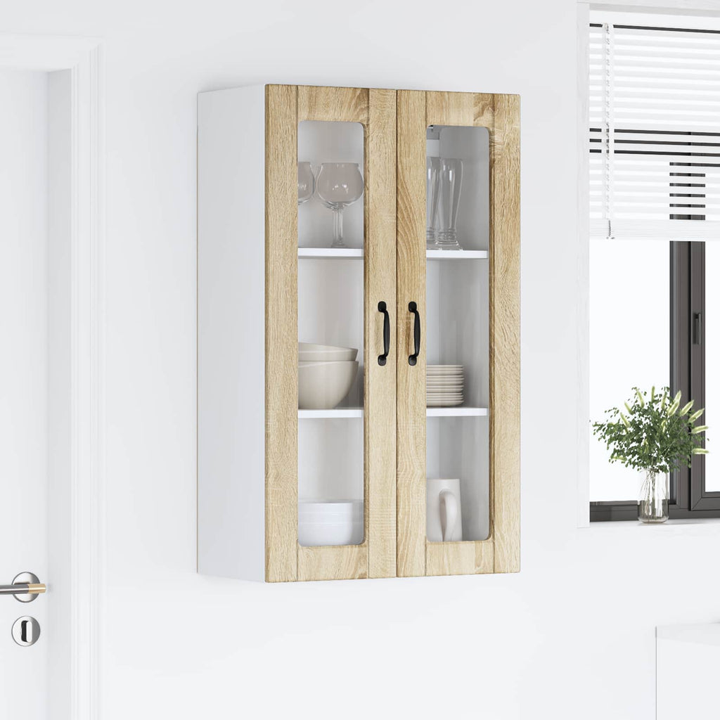 vidaXL Szafka szklana na ścianę PORTO Dąb Sonoma 60 x 31 x 100 cm