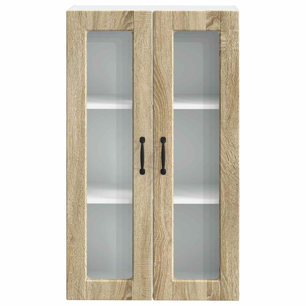 vidaXL Szafka szklana na ścianę PORTO Dąb Sonoma 60 x 31 x 100 cm