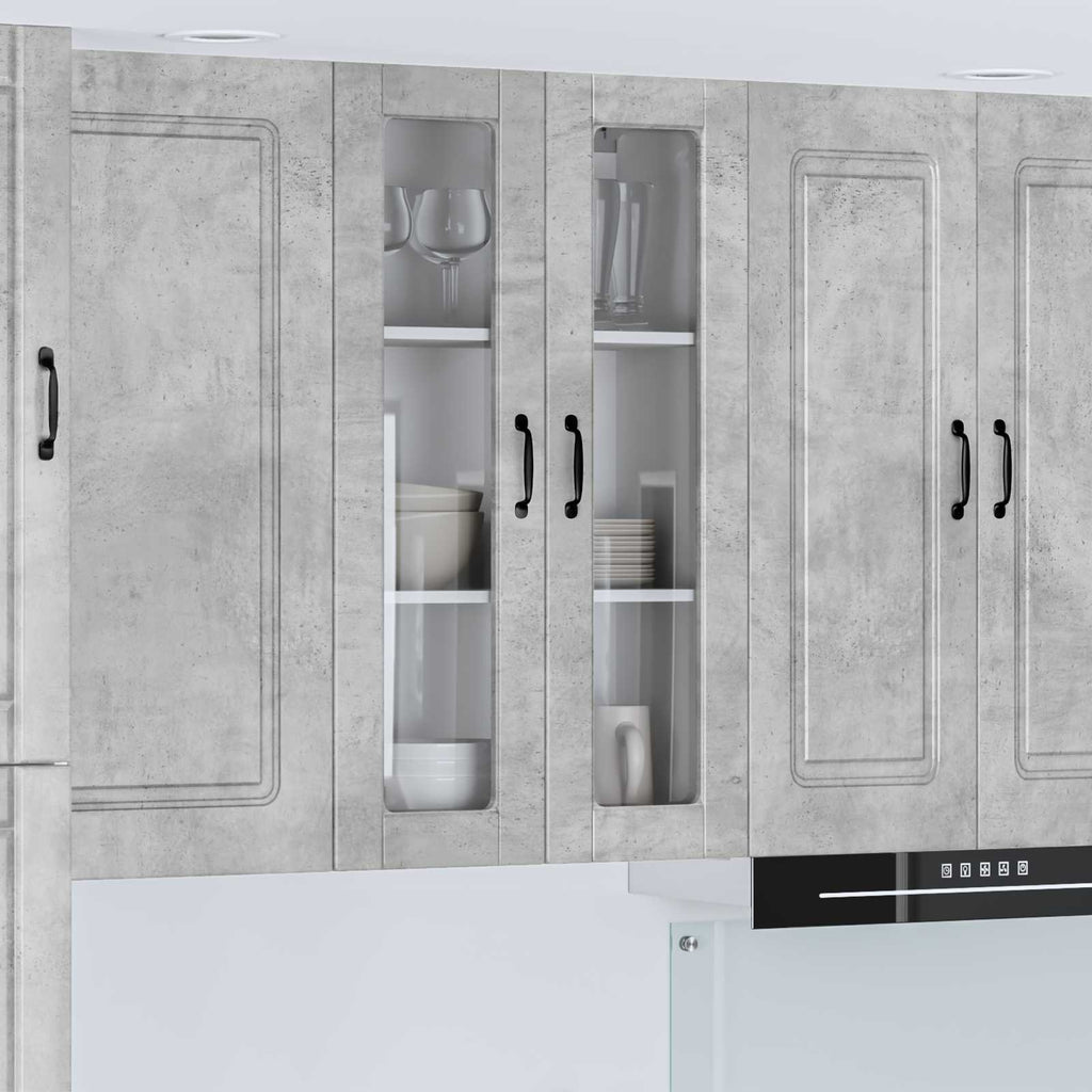 vidaXL Szafka szklana na ścianę PORTO Betonowy szary 60 x 31 x 100 cm